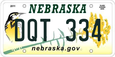 NE license plate DQT334