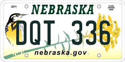 NE license plate DQT336