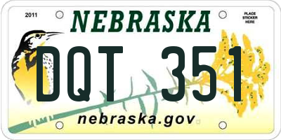 NE license plate DQT351