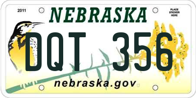 NE license plate DQT356