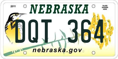 NE license plate DQT364