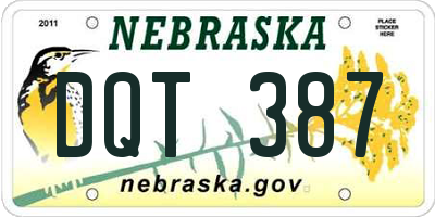 NE license plate DQT387