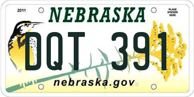 NE license plate DQT391