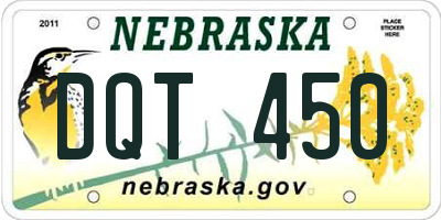 NE license plate DQT450
