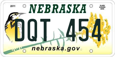 NE license plate DQT454
