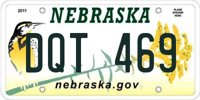 NE license plate DQT469
