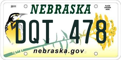 NE license plate DQT478