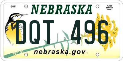 NE license plate DQT496