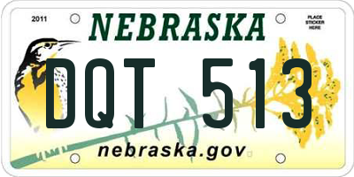 NE license plate DQT513