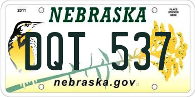 NE license plate DQT537