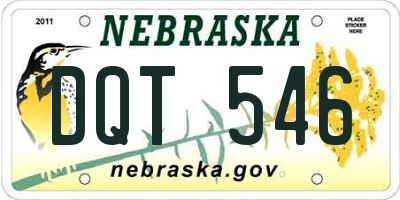 NE license plate DQT546