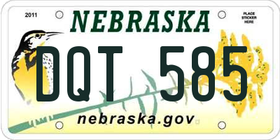 NE license plate DQT585