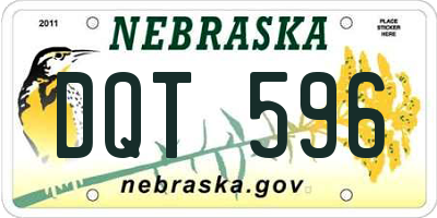 NE license plate DQT596