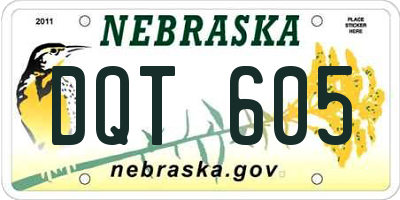 NE license plate DQT605