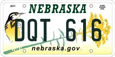 NE license plate DQT616