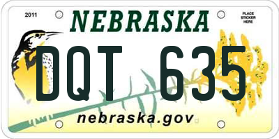 NE license plate DQT635