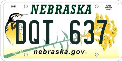 NE license plate DQT637