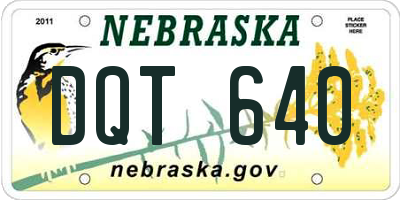 NE license plate DQT640