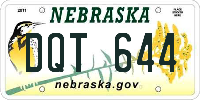 NE license plate DQT644