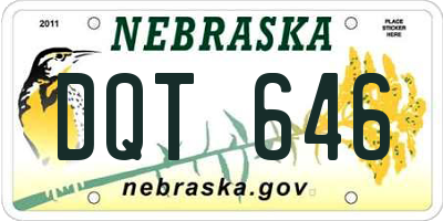 NE license plate DQT646
