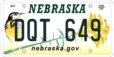 NE license plate DQT649