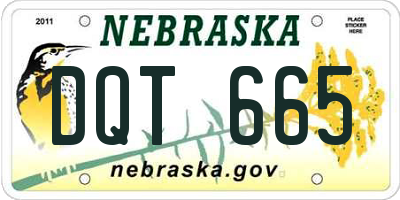 NE license plate DQT665