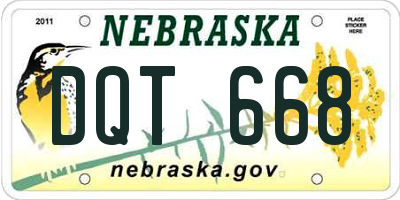 NE license plate DQT668