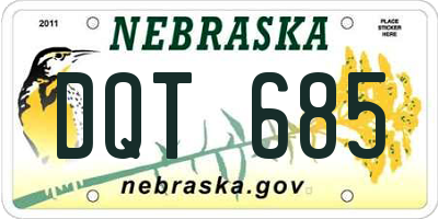 NE license plate DQT685
