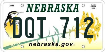 NE license plate DQT712