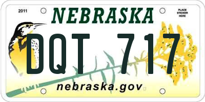 NE license plate DQT717