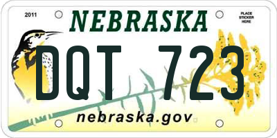 NE license plate DQT723