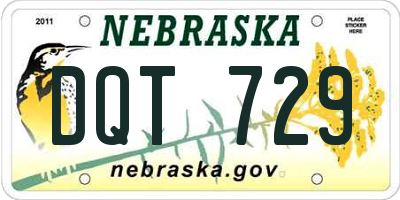 NE license plate DQT729