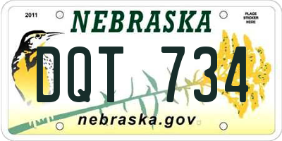 NE license plate DQT734