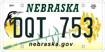 NE license plate DQT753