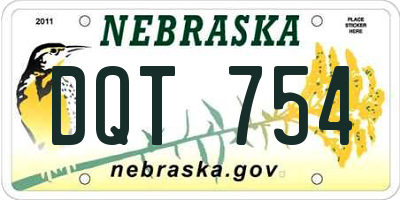 NE license plate DQT754