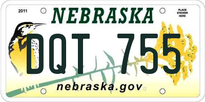 NE license plate DQT755