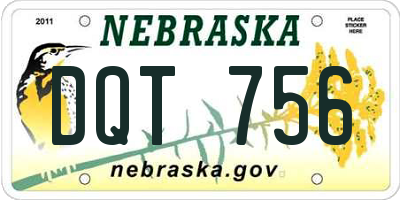 NE license plate DQT756