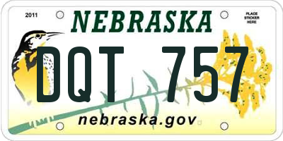NE license plate DQT757