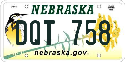 NE license plate DQT758