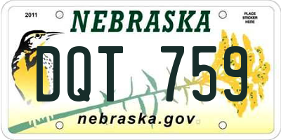 NE license plate DQT759