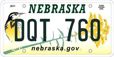 NE license plate DQT760