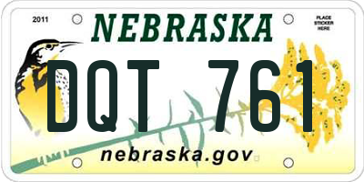 NE license plate DQT761