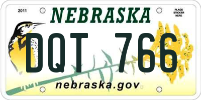 NE license plate DQT766