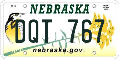 NE license plate DQT767