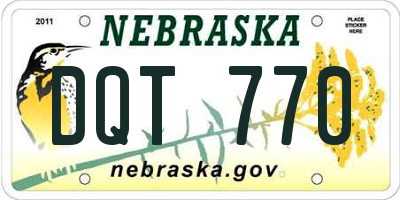 NE license plate DQT770