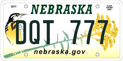 NE license plate DQT777
