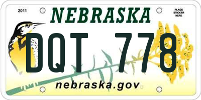 NE license plate DQT778