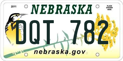 NE license plate DQT782