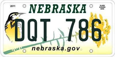 NE license plate DQT786