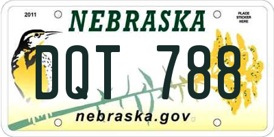 NE license plate DQT788